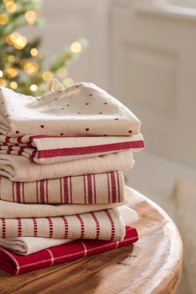 IB Laursen Geschirrtuch Holly weiß rote Streifen